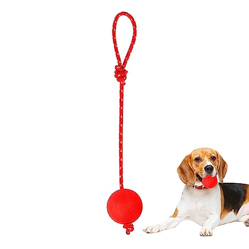 DUDOK Ball mit Seil Hundespielzeug, Gummiseilbälle für Hunde, Wiederverwendbare Gummi-Hundeseilbälle für kleine, mittelgroße und große Hunde, Ball auf einem Seilhundespielzeug zum Trainieren von DUDOK