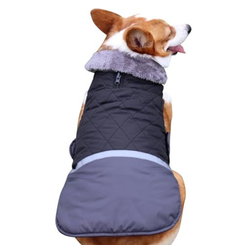 DUDOK Fellkragen-Hundemantel, Winter-Hundemantel | Wasserdichter Mantel für Hunde bei kaltem Wetter - Kältebeständige, wendbare Hundekleidung, reflektierende warme Hundejacke mit Fellkragen von DUDOK