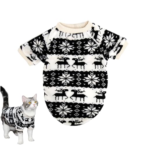 DUDOK Haustier-Weihnachtswestenpullover - Katzen Weihnachtspullover Warme Pullover | Hunde-Winterbekleidung für Weihnachtsfeier, Mottoparty, Weihnachtsreise, Foto-Requisiten von DUDOK