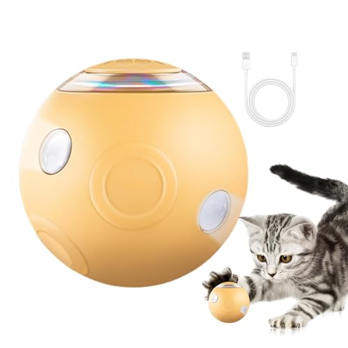 DUDOK Rotierender hüpfender Hundeball | Rollender und rotierender intelligenter Ball mit Lichtern | Wiederverwendbarer automatischer Rollball für Haustiere, Katzen und kleine bis mittelgroße von DUDOK