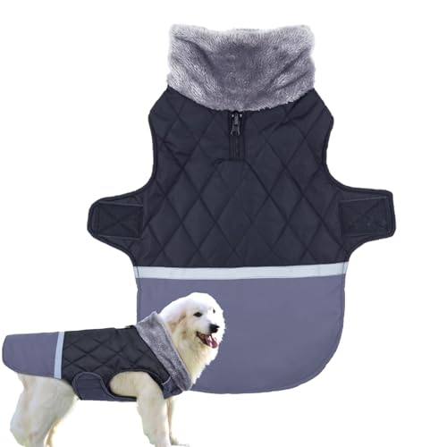 DUDOK Warmer Hundemantel, Hundemantel mit Fellkragen | Reflektierende warme Hundejacke - Reflektierender Kaltwettermantel für Hunde mit Fellkragen, kältebeständige Haustierkleidung für mittel ße von DUDOK