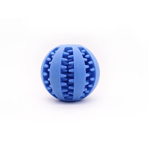 DUDONGA Leckerli-Spender-Ball für Hunde, Leckerli-Ball, interaktives Hundespielzeug aus Gummi, für Langeweile, Kauball für Zahnreinigung, Durchmesser 7 cm, Blau von DUDONGA