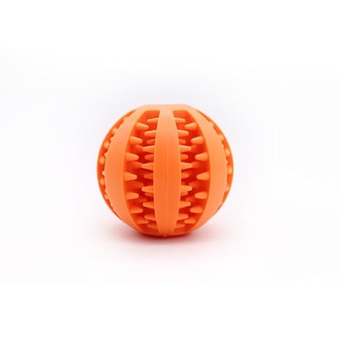 DUDONGA Leckerli-Spender-Ball für Hunde, Leckerli-Ball, interaktives Hundespielzeug aus Gummi, für Langeweile, Kauball für Zahnreinigung, Durchmesser 7 cm (Orange) von DUDONGA