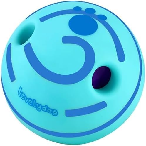 DUDONGA Wackelball für Hunde, interaktives Hundespielzeug gegen Langeweile, langlebiges Wackeln, lustige Kicherngeräusche, das Wackeln für Hunde, Training der Zahnreinigung (Blau, 10 cm) von DUDONGA