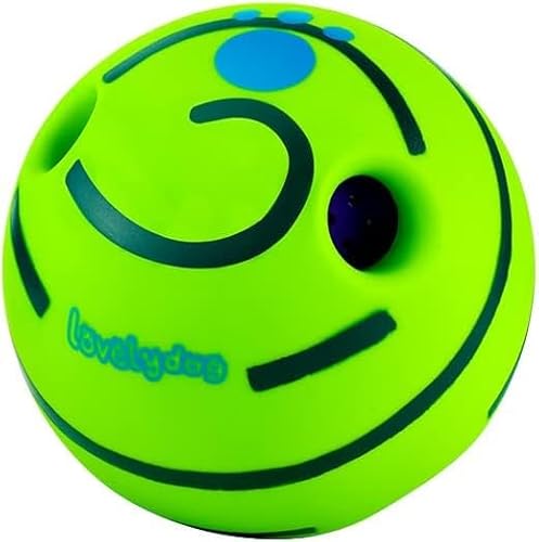 DUDONGA Wackelball für Hunde, interaktives Hundespielzeug gegen Langeweile, langlebiges Wackeln, lustige Kicherngeräusche, das Wackeln für Hunde, Training der Zahnreinigung (Grün, 10 cm) von DUDONGA