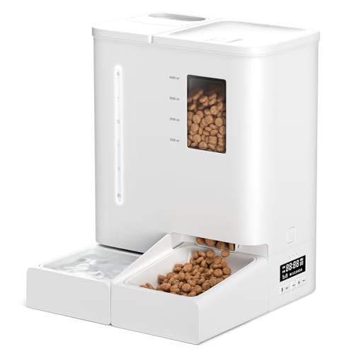 DUDUPET Futterautomat Katze und Katzenbrunnen 2-in-1, 5L Automatischer Futterspender Hunde mit Programmierbarem Timer 6 Mahlzeiten pro Tag + 4L Wasserspender, 10S Sprachaufforderung DUDUPET Futterautomat Katze und Katzenbrunnen 2-in-1, 5L Automatischer Futterspender Hunde mit Programmierbarem Timer 6 Mahlzeiten pro Tag + 4L Wasserspender, 10S Sprachaufforderung von DUDUPET