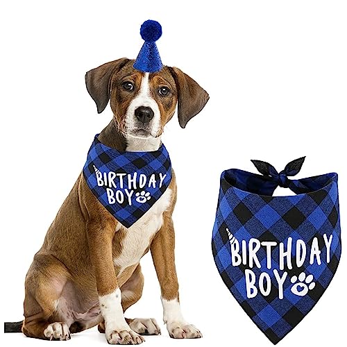 DULSPUE Hundehalstuch - 1 pcs Bandana Hund, Hund Geburtstag Bandana Haustier Bandana, Haustier Dreieck Lätzchen Schal Plaid Hundehalstuch Geburtstag Geeignet für Kleine Mittelgroße und Große Tiere von DULSPUE