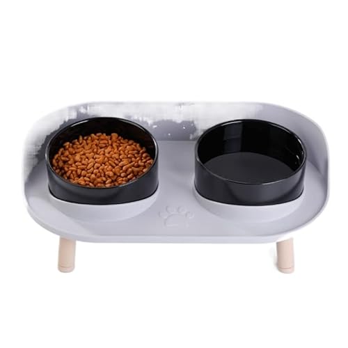 Hund Erhöht Futterschüssel Haustier Katze Doppel Schüsseln Feeder Einstellbare Höhe Katzen Hunde Trinker Wasser Schüssel Schüssel Erhöhte Fütterung Lebensmittel Feeder Katze Hund liefert (Color : Bla von DUNSBY