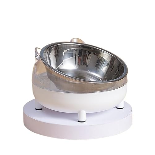 Hund Erhöht Futterschüssel Katzenfutternapf Nackenschutz Edelstahl Hundefutternapf Kleine Katzenwassernäpfe Heimtierbedarf (Color : White) von DUNSBY