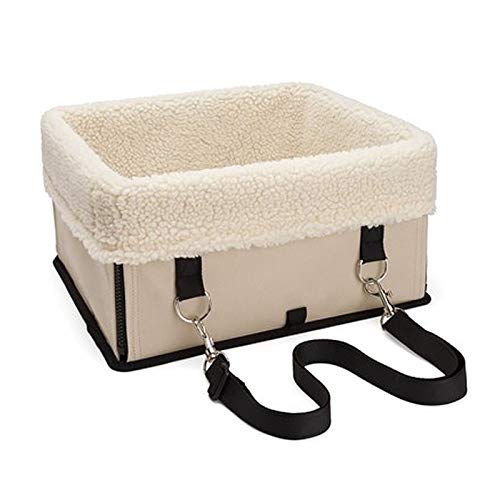 Hunde Autositz Haustier Hund Autositzenträger Faltbar Waschbarer Warm Booster Tragetasche Tragetasche for 5kg Hund Katze Kleine Tiere Outdoor Supplies Hundesitz (Color : Style A Beige) von DUNSBY