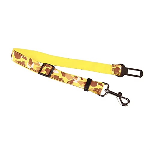 Hunde Sicherheitsgurt für Auto Camouflage Denim Haustier Hund Auto Sicherheitssitz Gürtel RESTASTLESCHEINE Leader Leine Einstellbare Welpen Auto Seil Haustier Zubehör Hundebedarf (Color : Yellow, SI von DUNSBY