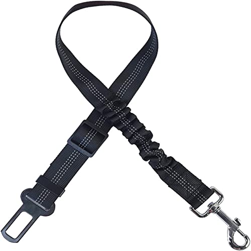 Hunde Sicherheitsgurt für Auto Haustier Autositz Gürtel Hundeleine Fahrzeuggürtel Einstellbare Dämpfung Elastisches reflektierendes Safety Seil for Hundekatze (Color : Black) von DUNSBY