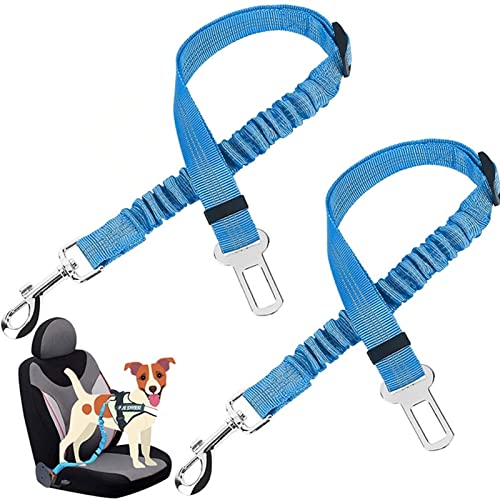 Hunde Sicherheitsgurt für Auto Haustier Autositz Gürtel Hundeleine Fahrzeuggürtel Einstellbare Dämpfung Elastisches reflektierendes Safety Seil for Hundekatze (Color : Light Blue) von DUNSBY