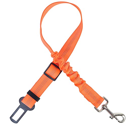 Hunde Sicherheitsgurt für Auto Haustier Autositz Gürtel Hundeleine Fahrzeuggürtel Einstellbare Dämpfung Elastisches reflektierendes Safety Seil for Hundekatze (Color : Orange) von DUNSBY