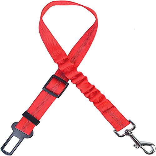 Hunde Sicherheitsgurt für Auto Haustier Autositz Gürtel Hundeleine Fahrzeuggürtel Einstellbare Dämpfung Elastisches reflektierendes Safety Seil for Hundekatze (Color : Red) von DUNSBY