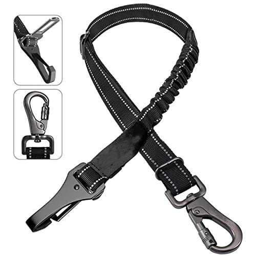 Hunde Sicherheitsgurt für Auto Haustier Hundesitzgürtel 3-in-1 Einstellbare Katze Auto Sicherheitsleine Fahrzeuggürtel Reflektierende Nylon Seil Harness Hundezubehör (Color : Black) von DUNSBY