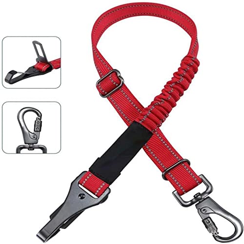 Hunde Sicherheitsgurt für Auto Haustier Hundesitzgürtel 3-in-1 Einstellbare Katze Auto Sicherheitsleine Fahrzeuggürtel Reflektierende Nylon Seil Harness Hundezubehör (Color : Red) von DUNSBY