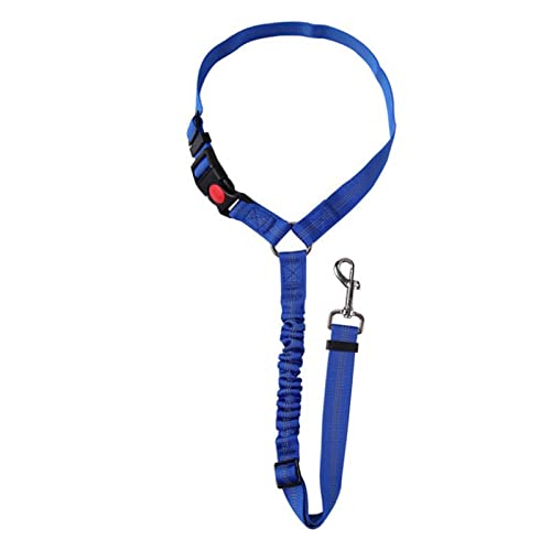 Hunde Sicherheitsgurt für Auto Haustier liefert Autositz Gürtel Hundegurt Sicherheitsgurt Hundeleine Fahrzeuggürtel Einstellbare Dämpfung Elastisches reflektierendes Sicherheitsseil (Color : Blue) von DUNSBY