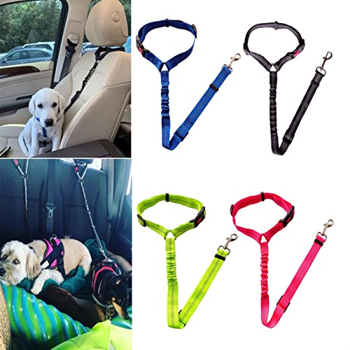 Hunde Sicherheitsgurt für Auto Hundesitz Gürtel einstellbar Welpen Haustier Auto Seil Sicherheitsgurt Reflektierende elastische Bungee-Fahrzeug Hund Brust Blet-Kabelbaum (Color : Black) von DUNSBY