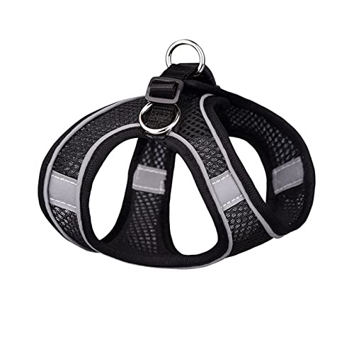 Hundegeschirr Reflektierendes Hundegeschirr mit Leine, verstellbares Nylon-Geschirr, atmungsaktive Halsbänder for Chihuahua, kleine und große Hunde (Color : 13-Black, Size : XS) von DUNSBY