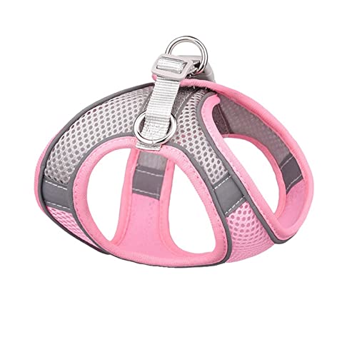 Hundegeschirr Reflektierendes Hundegeschirr mit Leine, verstellbares Nylon-Geschirr, atmungsaktive Halsbänder for Chihuahua, kleine und große Hunde (Color : 14-Pink Gray, Size : S) von DUNSBY