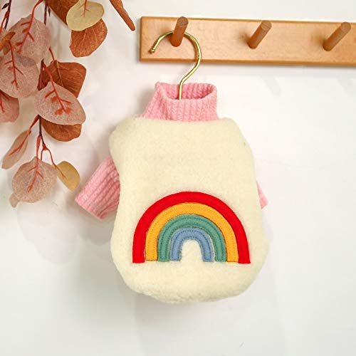 Hundekleidung Haustier-Lamm-Fleece-Regenbogen-Weste Hund Herbst- und Winterkleidung Winterweste Katze Zwei Fuß-Kleidung Hund Hundekleidung (Color : Rainbow, Size : S) von DUNSBY