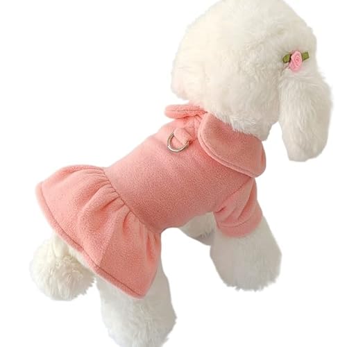 Hundekleidung Hundekleidung Einfarbig Kleid Revers Kurze Ärmel Kleiner Hund Welpen Katze Rock Herbst Winter Haustier Niedlich Kostüm Haustier Kleidung Kleider (Color : Pink, Size : XL) von DUNSBY