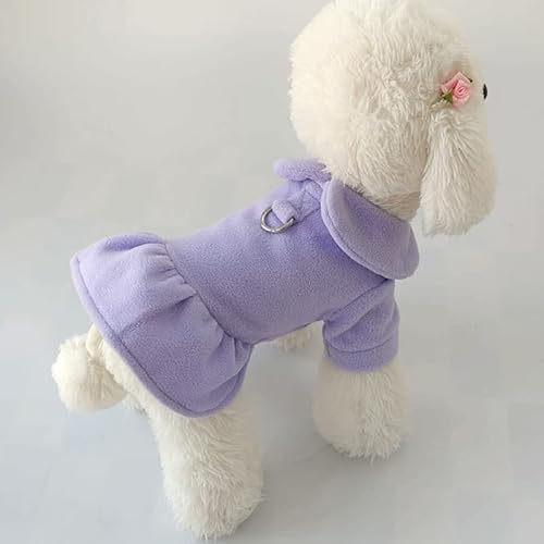 Hundekleidung Hundekleidung Einfarbig Kleid Revers Kurze Ärmel Kleiner Hund Welpen Katze Rock Herbst Winter Haustier Niedlich Kostüm Haustier Kleidung Kleider (Color : Purple, Size : L) von DUNSBY