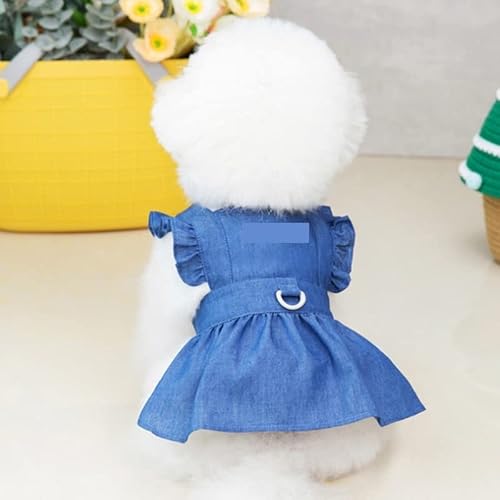 Hundekleidung Neue Hundeprinzessin Kleider Welpen Bogen Knoten Kleid Haustier Rock Mesh Hündchen Prinzessin Sommerkleider Haustier Zubehör Kleidung (Color : B-Dark Blue, Size : M) von DUNSBY