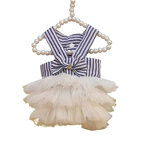 Hundekleidung Niedliche kleine mittelgroße Katzen-Hund-Prinzessin-Kleider Welpen-Bogen-Knoten-Kleid-Haustier-Ballettröckchen-Kleider Striped Mesh-Hündchen-Prinzessin-Sommerkleider (Color : 2, Size : von DUNSBY