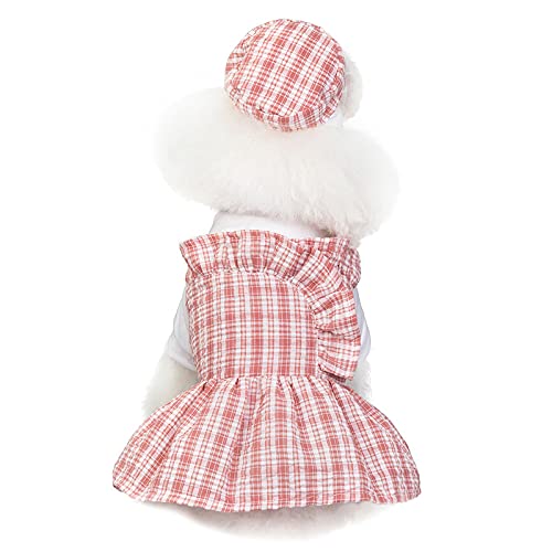 Hundekleidung Pet Supplies New Pet Clothes Thin Models Cute Pet Plaid Dress Small Medium Sized Pet Clothes for Small Dogs (Color : Pink, Size : M) von DUNSBY