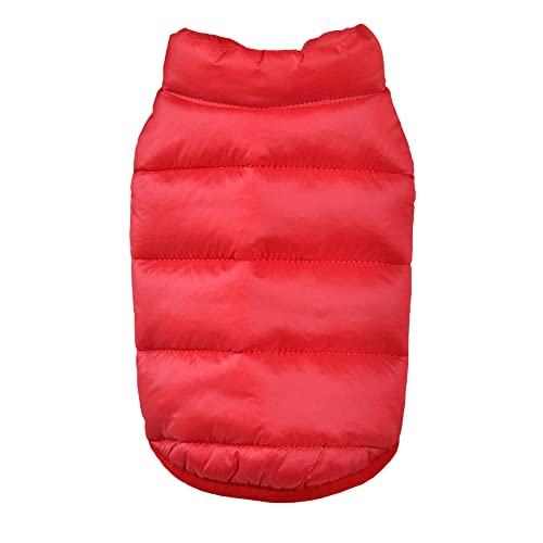 Hundekleidung Winter Warme Hundebekleidung for Kleine Hunde Hunde Daunenjacke Einfarbig Hunde Mantel Jacke Kleidung Haustier Hundebekleidung (Color : Red2, Size : M) von DUNSBY