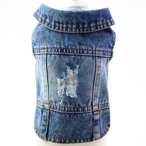 DUOCARA Jeansjacke für Hunde und Hunde, Denim-Mäntel, Loch-Design, für Katzen, Welpen, Frühling, Sommer, Bekleidung, 3 Farben von DUOCARA