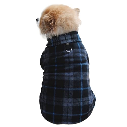 DUOCARA Weiche Fleece-Weste für kleine Hunde, Fleece-Jacke mit D-Ring, kariert, für kaltes Wetter, winddicht, leicht von DUOCARA