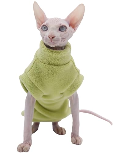 DUOMASUMI Haarlose Katzenkleidung, warm, bequem, für Sphynx-Katzen, Devon-Katzen, kornische Katzen und kleine Katzen, Grün, Größe XS von DUOMASUMI