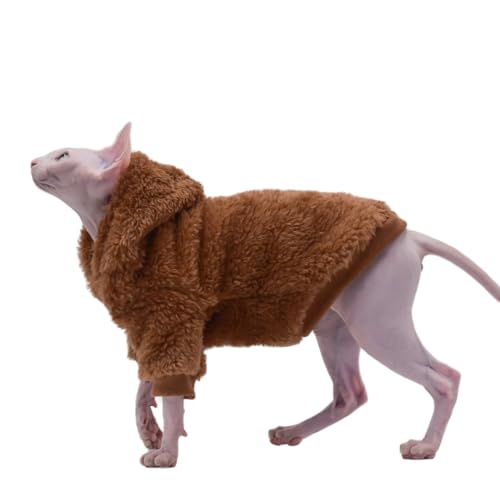 DUOMASUMI Haarlose Katzenkleidung, warm, bequeme Katzenbekleidung für Sphynx-Katzen, Devon-Katzen, kornische Katzen und kleine Katzen, Braun, Größe M von DUOMASUMI