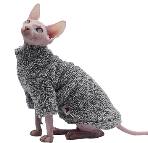 DUOMASUMI Haarlose Katzenkleidung, warm, bequeme Katzenbekleidung für Sphynx-Katzen, Devon-Katzen, kornische Katzen und kleine Katzen, Grau, Größe M von DUOMASUMI