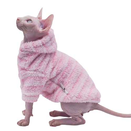 DUOMASUMI Haarlose Katzenkleidung, warm, bequeme Katzenbekleidung für Sphynx-Katzen, Devon-Katzen, kornische Katzen und kleine Katzen, Rosa, Größe XL von DUOMASUMI