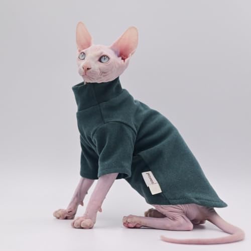 DUOMASUMI Sphynx Katzenkleidung, selbstwärmende, warme Thermo-Unterwäsche, haarlose Katzenkleidung für Sphynx, Devon, kornische Katzenkleidung und kleine Kätzchen und Hunde, Grün, Größe S von DUOMASUMI