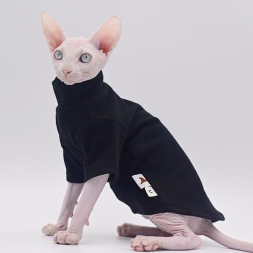 DUOMASUMI Sphynx Katzenkleidung, selbstheizend, warm, Thermounterwäsche für haarlose Katzen, Kätzchen und kleine Hunde (Schwarz-XS) von DUOMASUMI