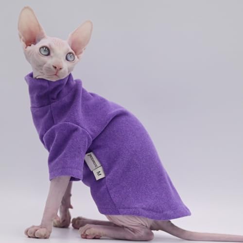 DUOMASUMI Sphynx Katzenkleidung, selbstwärmende, warme Thermo-Unterwäsche, haarlose Katzenkleidung für Sphynx, Devon, kornische Katzenkleidung und kleine Kätzchen und Hunde (lila, S) von DUOMASUMI