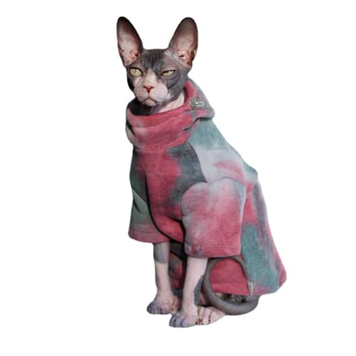 DUOMASUMI Sphynx Katzenkleidung Haarlose Katzenkleidung Devon Rex Kleidung Herbst Winter Fleece Gefüttert Warme Katzen Jacke für Kleine Hund Katze Hoodie (XL) von DUOMASUMI