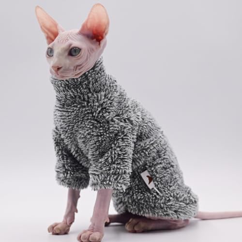 Haarlose Katzenkleidung, Fleece, weich, warm, Winter-Katzenkleidung für Sphynx-Katzen, Devon Rex Katzen, Konis-Katzen, (XL) von DUOMASUMI