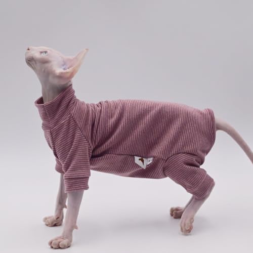 Haarlose Katzenkleidung, warm und weich, Herbst und Winter, Vierbeiniger Kapuzenpullover für Sphynx-Katzen, Devon Rex-Katzen, Cornish Cats (Lila, XX-Large) von DUOMASUMI