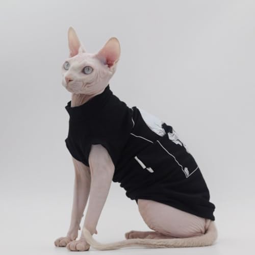 Haarlose Katzenkleidung aus reiner Baumwolle, bequem mit Stratch, Katzenbekleidung für Sphynx, Devon, Cornish Rex Katzen (nur Weste, XXL) von DUOMASUMI