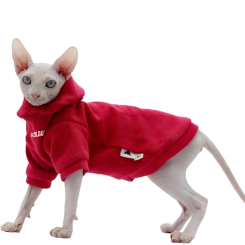 Haarlose Katzenkleidung für Herbst und Winter, dick, warm, bequem, Stretch, vierbeinig, Katzenbekleidung für Sphynx-Katzen, Devon Rex-Katzen, kornische Katzen und kleine Katzen, Größe XS von DUOMASUMI