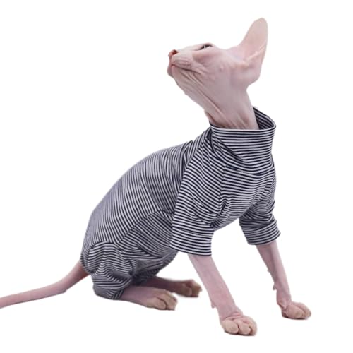 Haarlose Katzenkleidung mit 4 Beinen, Baumwoll-Stretch, bequeme Katzenbekleidung für Sphynx-Katzen, Devon Rex-Katzen, kornische Katzen und kleine Katzen und Hunde, Größe XL von DUOMASUMI