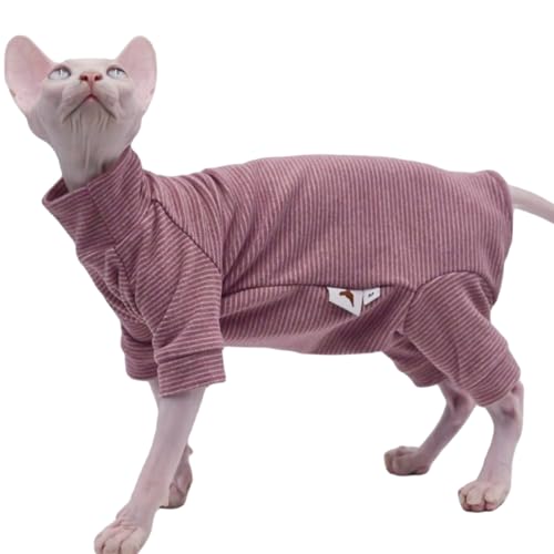 Haarlose Katzenkleidung vierbeiniger Samt warm weich Herbst und Winter Katzenbekleidung für Sphynx Katze, Devon Rex Katze, Cornish (X-Large) von DUOMASUMI