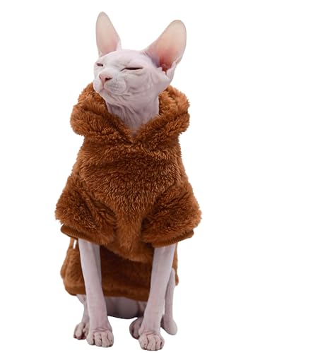 Sphynx Katzenbekleidung, warme Herbst- und Winter-Katzenbekleidung, haarlos, Katzenkleidung für Devon Rex-Katzen, kornische Katzen und kleine Katzen, Braun, Größe XS von DUOMASUMI