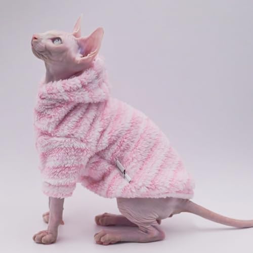 Sphynx Katzenbekleidung, warme Herbst- und Winter-Katzenbekleidung, haarlos, Katzenkleidung für Devon Rex-Katzen, kornische Katzen und kleine Katzen, Rosa, Größe XL von DUOMASUMI